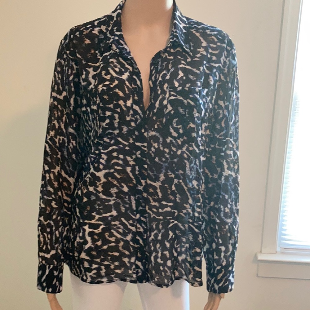 Guess Leopard Print Sheer Top